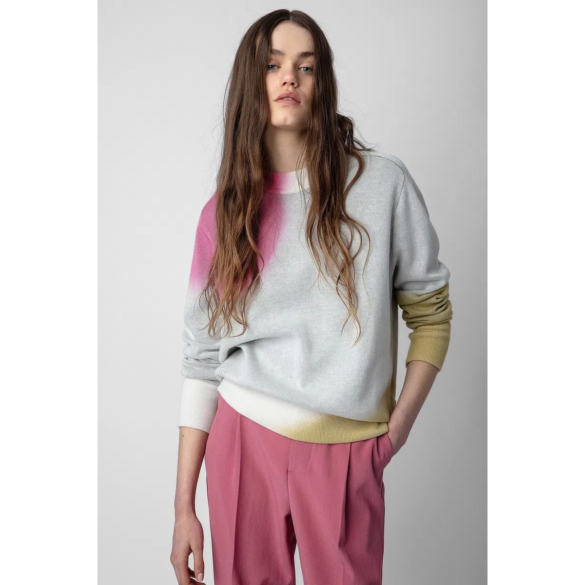 Nwt Zadig & Voltaire Cotton Tie Dye Montana Sweater Ecru Tie Dye Women's Size M